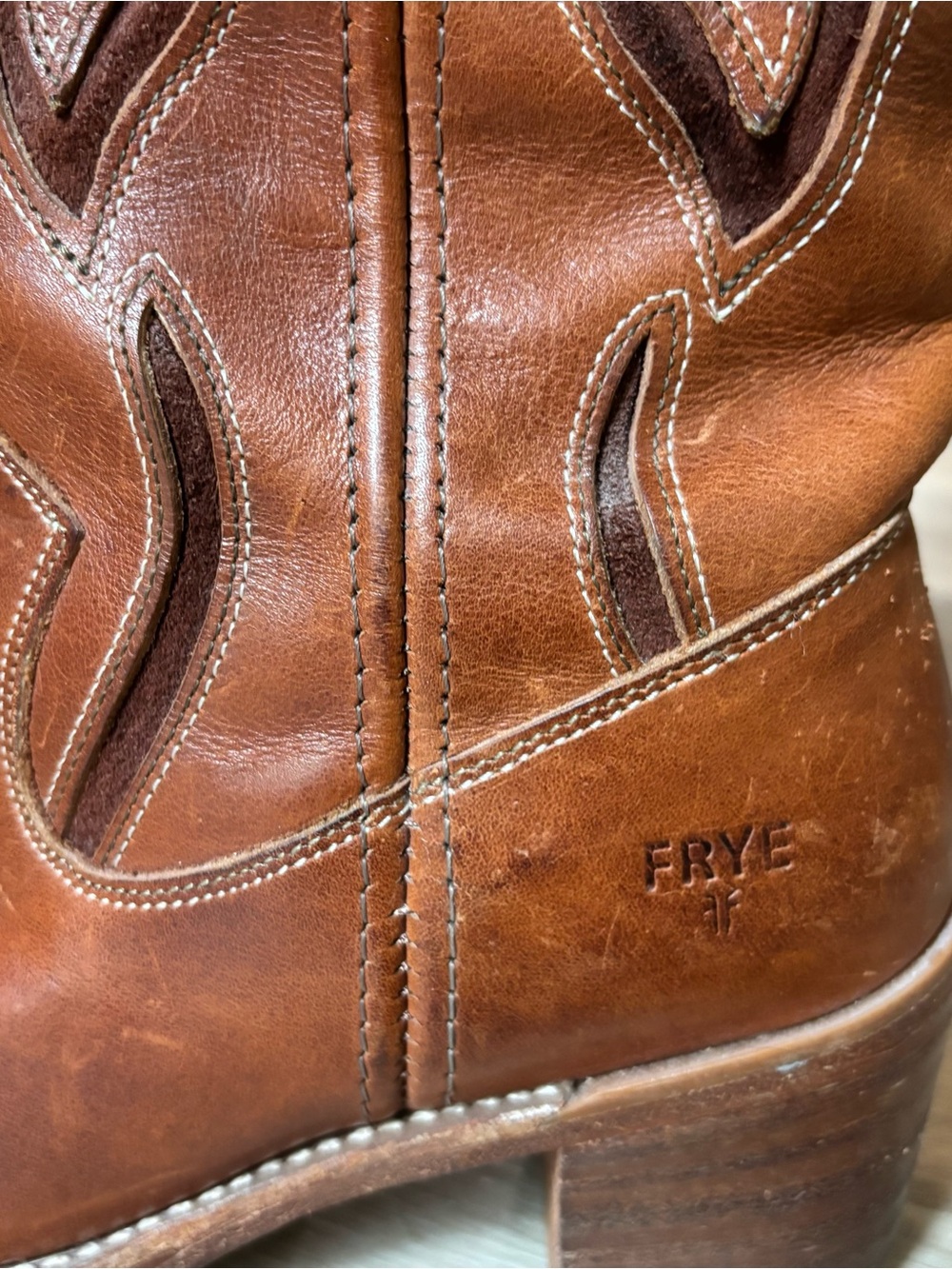 Vintage 1990s Frye Sabrina Flower Campus Western Cowgirl Boots Size 7 - Picture 2 of 8